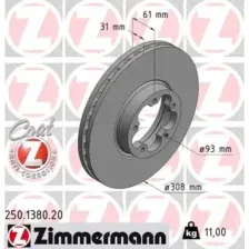Тормозной диск ZIMMERMANN 250.1380.20 вентилируемый , передняя ось