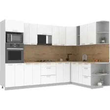 Готовая кухня Интерлиния Мила Лайт 1.88x3.0 правая (белый платинум/белый платинум/дуб бунратти)