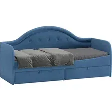 Кровать-тахта Трия Адель тип 1 с мягкой спинкой 80x200 (велюр синий)