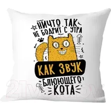 Подушка декоративная Print Style Ничто так не бодрит с утра, как звук блюющего кота /40x40plat262