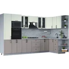 Готовая кухня Интерлиния Тренд 1.68x3.4 ВТ правая (луна/белый/серый каспий)