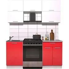 Готовая кухня Интерлиния Мила Gloss 60-17 (белый/красный глянец)