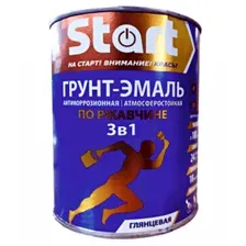 Грунт-эмаль по ржавчине 3 в 1 Start черная, 0,8 кг