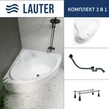 Ванна Lauter Riviera 150x150 21050150 (с ножками и сифоном 21Y32001 матовый черный)
