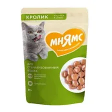 Влажный корм Мнямс Кусочки в соусе с кроликом для стерилизованных кошек 85г