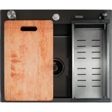 Кухонная мойка Futur FK 6050 Eco Embossing Pop-up Board plus (Black Nano)