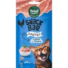 Лакомство для кошек Triol Snack Bar, Паштет из курицы с тунцом, 40 г