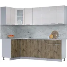 Готовая кухня Интерлиния Мила 12x24 (вудлайн кремовый/дуб веллингтон/серый каспий)