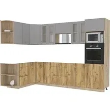 Готовая кухня Интерлиния Мила 1.68x3.0 левая без столешницы (серебристый/дуб золотой)