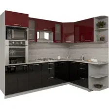 Готовая кухня Интерлиния Мила Gloss 1.68x2.6 правая (бордовый-черный)
