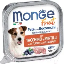 Влажный корм для собак Monge Dog Fruit с индейкой и черникой (100г)