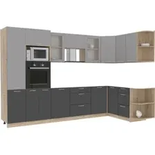 Готовая кухня Интерлиния Мила 1.68x3.2 правая без столешницы (серебристый/антрацит)