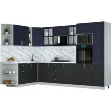 Готовая кухня Интерлиния Мила Шато 1.88x3.2 ВТ LV (индиго/черный/белый гранит)