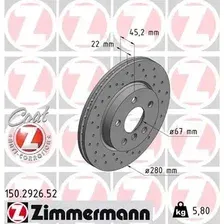 Тормозной диск ZIMMERMANN 150.2926.52 вентилируемый, перфорированный , передняя ось