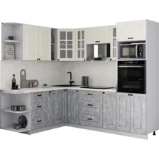 Готовая кухня Интерлиния Мила Деко 1.88x2.4 LV (керамика/белый/опал светлый)