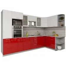 Готовая кухня Интерлиния Мила Gloss 1.68x3.2 правая (белый-красный)