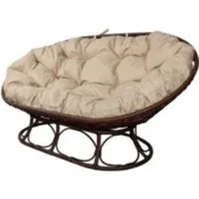 Диван садовый M-Group Мамасан Home / 12880201 (коричневый ротанг/лен подушка)