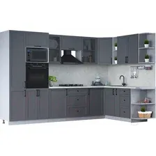 Готовая кухня Интерлиния Тренд 1.88x3.2 ВТ правая (пепел/пепел/опал светлый)