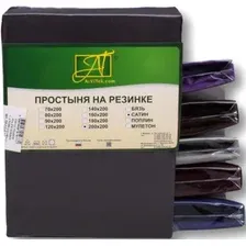 Простыня Альвитек Сатин однотонный на резинке 140x200x25 ПР-СО-Р-140-ГР (графит)