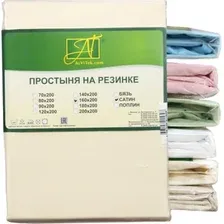 Простыня Альвитек Сатин однотонный на резинке 90x200x25 ПР-СО-Р-090-КРЕМ (кремовый)