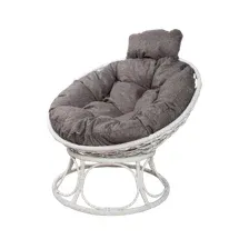 Кресло садовое M-Group Папасан Home мини / 12870109 (белый ротанг/пепел подушка)