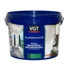 Краска VGT ВД-АК-1180 Для нар. и внутр. работ Моющаяся 3 кг (супербелый)