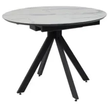 Стол AV 1107 HPL+МДФ 1000(1350)*750 белый мрамор/черный