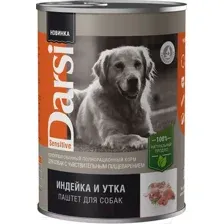 Влажный корм для собак Darsi Индейка и утка паштет / 8015 (410г)