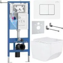 Унитаз подвесной Roxen Boro в комплекте с инсталляцией StounFix Dual Fresh 6 в 1 868631 (кнопка: бра