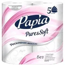 Туалетная бумага Papia Pure&amp;Soft (5 слоев, 4 рулона)
