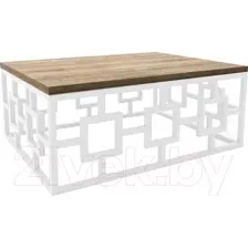 Журнальный столик Hype Mebel Лок 60x80 (белый/дуб галифакс натуральный)