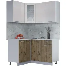 Готовая кухня Интерлиния Мила 12x14 (вудлайн кремовый-дуб веллингтон-серый каспий)