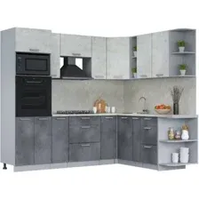 Готовая кухня Интерлиния Мила Лайт 1.88x2.4 правая (бетон лайт/бетон портленд/опал светлый)