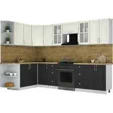 Готовая кухня Интерлиния Мила Шато 1.7x3.0 LV (белый/черный/дуб бунратти)