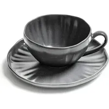 Чашка с блюдцем Stenova Home Lotus 61411136 (черный фарфор)