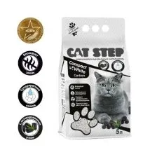 Наполнитель для туалета бентонитовый комкующийся CAT STEP Compact White Carbon 5 л, 4,2 кг (20313010)