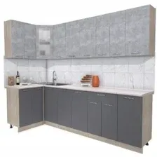 Готовая кухня Интерлиния Мила 12x28 (бетон-антрацит-травертин)