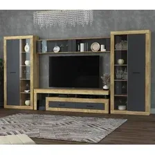 Горка Интерлиния Loft-10 Гостиная-6 (дуб золотой/антрацит)