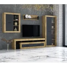 Горка Интерлиния Loft-8 Гостиная-4 (дуб золотой/антрацит)