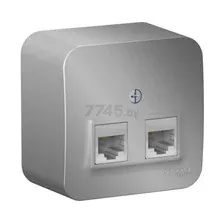 Розетка компьютерная двойная SYSTEME (SCHNEIDER) ELECTRIC Blanca алюминий (BLNIA045453)