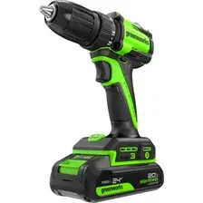 Аккумуляторная дрель-шуруповерт Greenworks DD345 бесщеточная 24V / 3708307CUA (с АКБ 2Ач и ЗУ)
