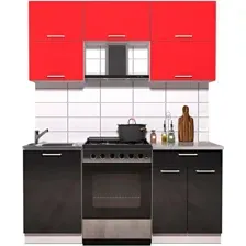 Готовая кухня Интерлиния Мила Gloss 60-17 (красный/черный глянец)