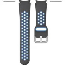 Ремешок Rumi Sport N-style силиконовый для Samsung Galaxy Watch4/5/6 (20 мм, черный/синий)