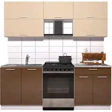 Готовая кухня Интерлиния Мила Gloss 60-21 (ваниль/шоколад глянец)