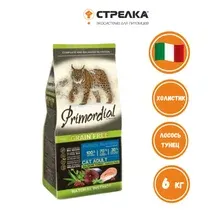 Сухой корм Primordial для кошек беззерновой с лососем и тунцом- 6 кг