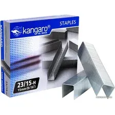 Скобы канцелярские Kangaro 23/15 1000 шт (металлик)