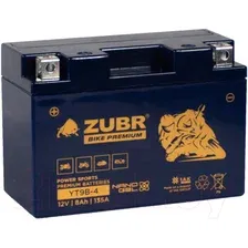 Мотоциклетный аккумулятор Zubr Premium YT9B-4 L+ (8 А·ч)
