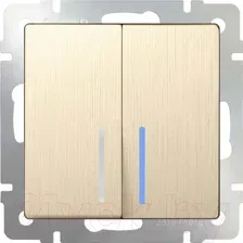 Выключатель Werkel WL10-SW-2G-2W-LED / a035617 (шампань рифленый)