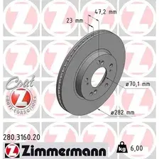 Тормозной диск ZIMMERMANN 280.3160.20 вентилируемый , передняя ось