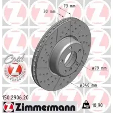 Тормозной диск ZIMMERMANN 150.2906.20 вентилируемый, с насечками , передняя ось